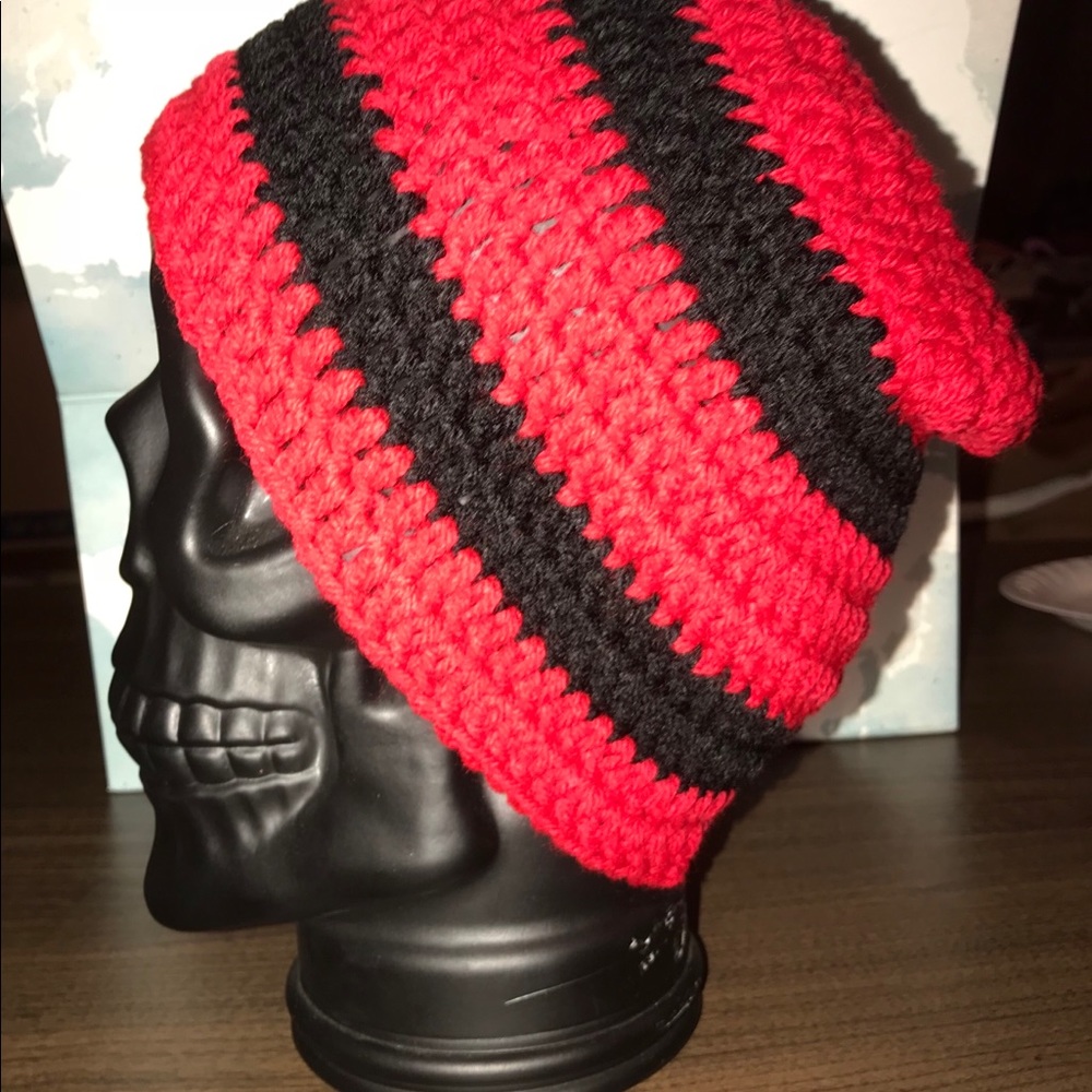Crochet Red and Black Beanie/Hat